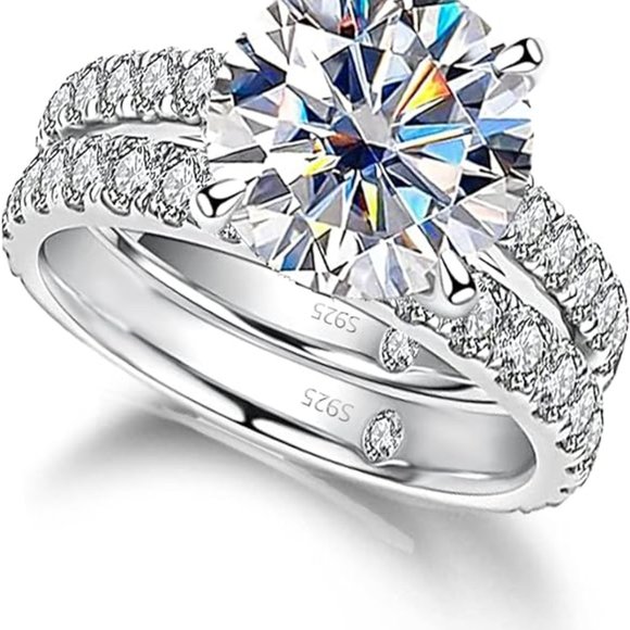 Certified 3.0ct. t.w. Moissanite Diamond Wedding Ring Set NEW - Picture 6 of 16